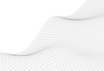Poster - Abstract Wireframe Waves - Futuristic Geometric Mesh Background - Vector Illustration