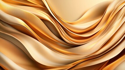 Poster - flowing abstract gold and beige fabric or liquid forming wave-like pattern with shimme texture in a 