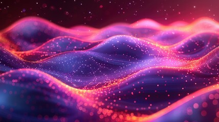 Poster - Abstract colorful wavy lines with neon lights. Digital art for design of glowing vibrant color with red and blue in wave pattern. Technology innovation design. Vibrant color of wave with fluid. AIG53.