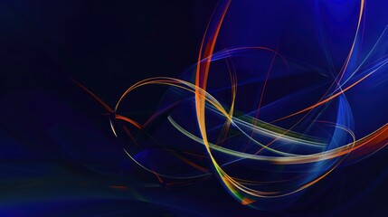 Poster - Abstract dark blue flowing curves. Background image of dark blue color with white abstract line. Digital art for modern and futuristic. Motion shot of white line movement at blue background. AIG51.
