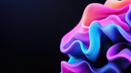 Poster - abstract close-up of a vibrant three-dimensional form featu flowing ruffled textures in shades of pi