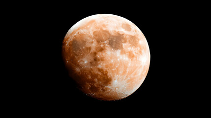 Wall Mural - close-up of a rising full orange moon in a dark night sky