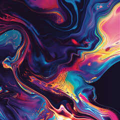 Aufkleber - A dynamic and colorful digital artwork featuring swirling patterns and fluid shapes, ideal for a visually striking computer wallpaper.