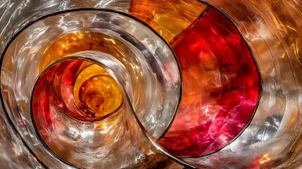 Poster - Spiraling abstract artwork containing multiple warm vibrant colors reflecting light