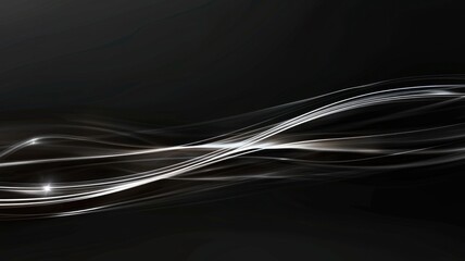 Fototapete - Black and vibrant color abstract flowing wave pattern with black background. Abstract image of light trance or pathway with curve line or wave design at dark background. Digital artwork. AIG53.