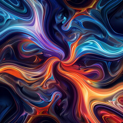 Aufkleber - A dynamic and colorful digital artwork featuring swirling patterns and fluid shapes, ideal for a visually striking computer wallpaper.