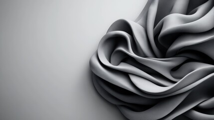 Poster - dramatic close-up of swirling charcoal gray fabric artfully draped with dynamic sculptural form agai
