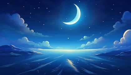 Wall Mural - night sky with moon