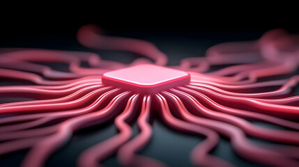 Aufkleber - Close Up View of a Red Glowing VPN Interface with Abstract Connections