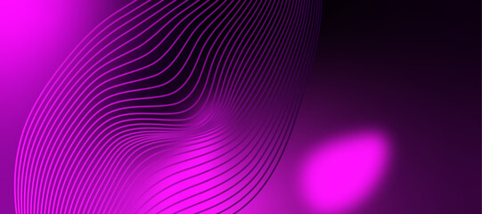 Poster - Dark Purple vector template with curved lines. Colorful abstract illustration with gradient lines. 