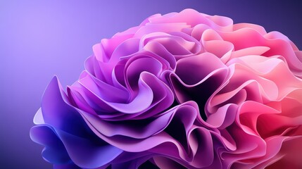 Poster - Close-up view of abstract organic form resembling brain or coral in shades of purple pink lavender with soft fabric-like texture presenting tranquility