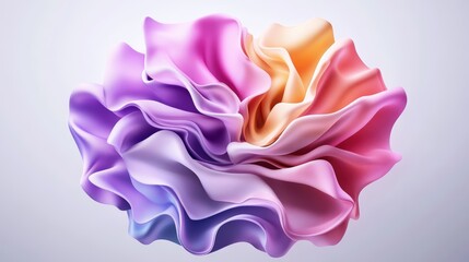 Poster - abstract digital rende of beautifully swirling pastel-colored flower-like fabric in exquisite hues o