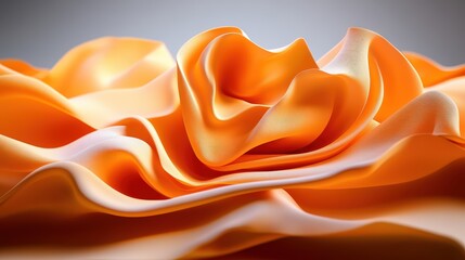 Poster - captivating close-up of vibrant orange fabric showcasing intricate textures, flowing movement, deep 