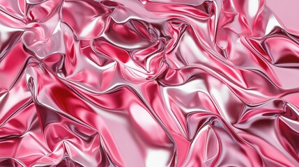Wall Mural - reflective pink silver fluid art with wavy texture background