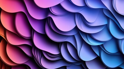 Poster - abstract close-up of layered undulating shapes with vibrant purple pink blue hues resembling overlap