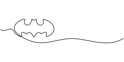 Leinwandbilder - Continuous one line drawing of bat. Single line drawing illustration of bat. Bat symbol of luck. Concept vector art. Doodle line illustration.                                     