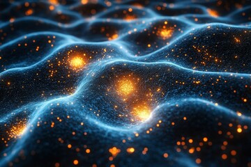 Wall Mural - abstract glowing particles wave pattern