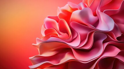 Poster - abstract close-up of a vibrant swirling mass of pink and orange fluidity resembling flowing fabric o
