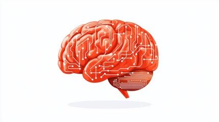 Aufkleber - Stylized illustration of a brain with circuit patterns, symbolizing technology and intelligence.