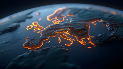 Fototapete - Global Network Connections Over Earth at Night