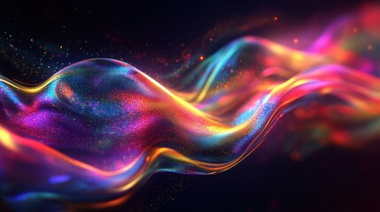 Poster - Ethereal Fluidity Glittering Spectrum Captivating Motion Iridescent Wave Dynamic Gradient Smooth Light Abstract Artful Texture