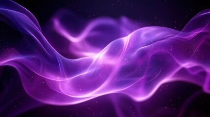 Poster - Captivating purple abstract background with flowing wave energy and twinkling sparkles of light and depth of dark space