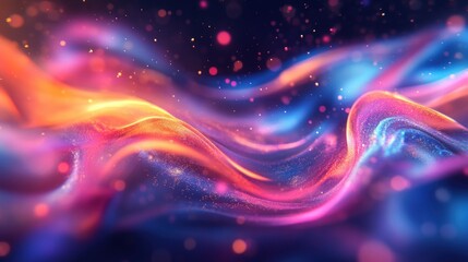 Poster - Glowing Fluid Forms A Vibrant Wave Abstract Colorful Dynamic Motion In Neon Light Futuristic Graphic
