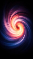 Poster - Abstract cosmic spiral with vibrant purple blue orange tones swirling in the dark deep universe