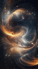 Poster - Radiant cosmic nebula swirling in a deep expanse galaxy with glowing particles creating ethereal abstract background