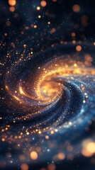 Poster - Cosmic Nebula of Gold Sparkles against a Blue Galaxy Creates a Luminous Optical Illusion and Astral Display