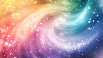 Poster - Abstract Pastel Swirl of Rainbow Colors with Light Bokeh Effect Creates a Dreamy and Ethereal Feel