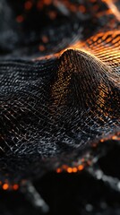 Poster - Captivating Close up of a Black Textured Fabric Illuminated by Orange Light for an Abstract Visual Experience