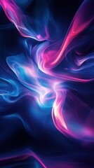 Poster - Radiant Abstract Art Digital Render Captivating Smoke Formations in Neon Blue and Hot Pink