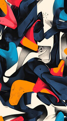 Poster - Abstract Composition: A vibrant and dynamic abstract composition bursts with colorful shapes, evoking a sense of movement and visual intrigue, perfect for adding a modern touch.