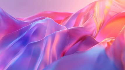 Poster - Smooth Wavy Abstract Surface in Vivid Purple Pink and Orange Colors with Gentle Soft Illumination