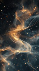 Poster - Captivating Golden Particles Suspended in Smoky Elegance Creating a Dreamlike and Abstract Composition of Light