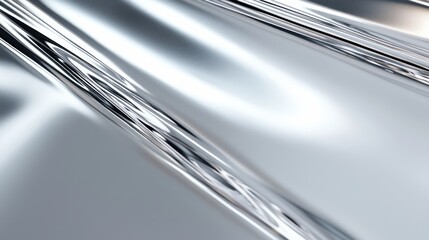 Poster - Abstract liquid metal shimmering surface with blurred silver background chrome effect industrial modern sleek lines
