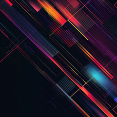 Aufkleber - An abstract wallpaper with vibrant neon lines and geometric shapes on a dark background.