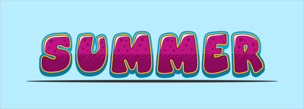 Summer background typography. Vector illustration in trendy flat style.