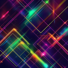 Aufkleber - An abstract wallpaper with vibrant neon lines and geometric shapes on a dark background.