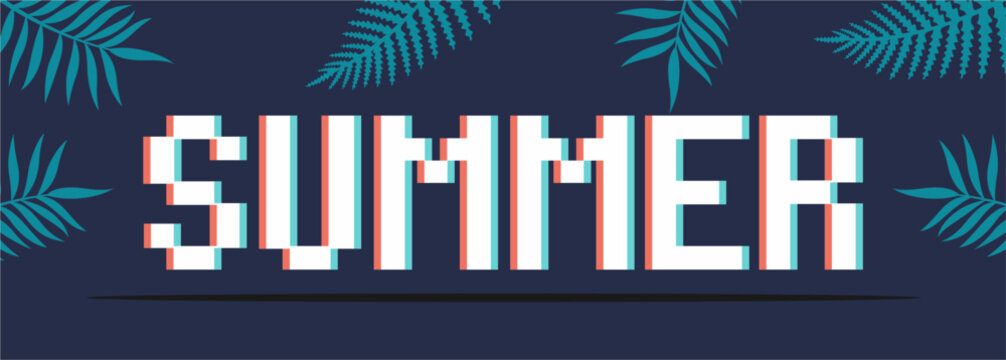Summer background typography. Vector illustration in trendy flat style.