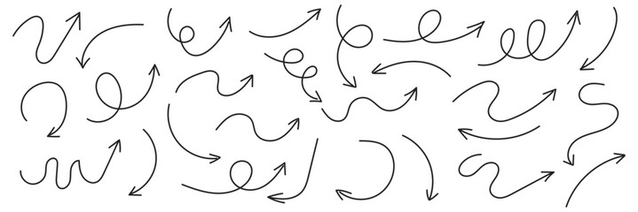 Poster - Hand drawn arrow vector icons set. sketch arrow design for business plan and education.