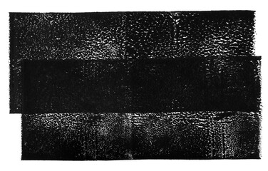 Poster - linocut, relief printing layered grunge rectangle texture. black and white artistic linocutting text