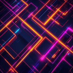 Aufkleber - An abstract wallpaper with vibrant neon lines and geometric shapes on a dark background.