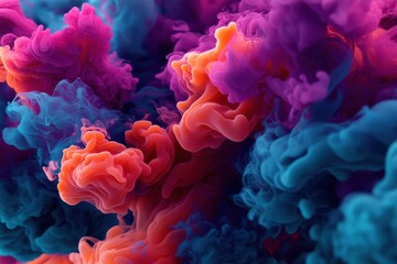 Poster - A dynamic display of vibrant colored smoke creating an abstract ethereal texture, ideal for backgrounds, visual arts, and creative projects with bold colors.