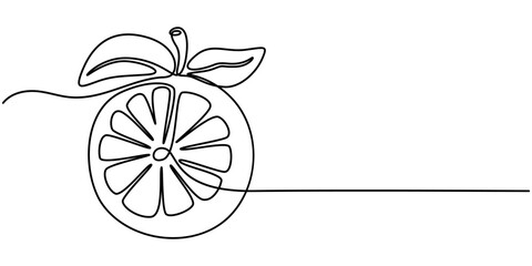 Poster - Fresh Orange Continuous Line Editable Stroke Line, Orange Vector Line Icon - Simple Thin Line Icon, Premium Quality Design Element, orange fruit continuous one line drawing, One continuous line. 