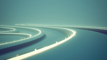 Wall Mural - Abstract glowing roads in a futuristic landscape
