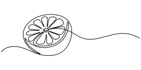 Poster - Fresh Orange Continuous Line Editable Stroke Line, Orange Vector Line Icon - Simple Thin Line Icon, Premium Quality Design Element, orange fruit continuous one line drawing, One continuous line. 