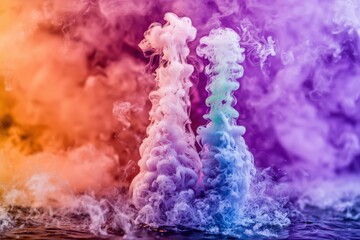 Poster - Colorful smoke billows and merges in an abstract display, creating an eye-catching background for visual effects and imaginative compositions with vibrant hues.