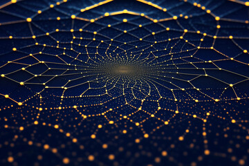 Poster - Cybernetic Network: Abstract depiction of a cybernetic network with interconnected nodes and lines in a mesmerizing display of technological advancement and digital infrastructure.